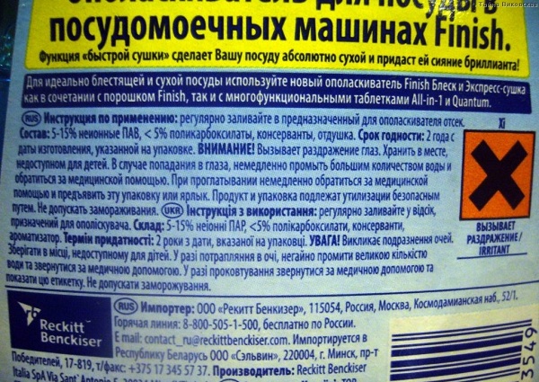 Съставът на изплакването