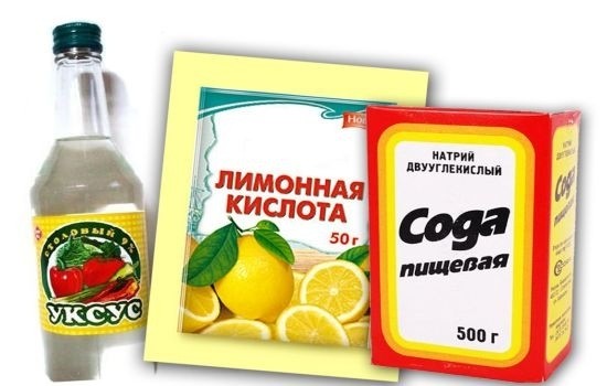 Оцет, лимонена киселина и сода